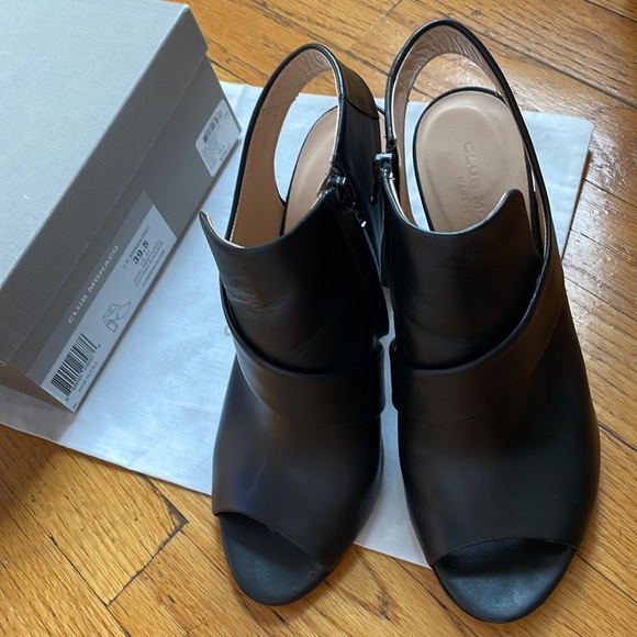 Club Monaco, booties, open toe, heeled sandals, black, size 39.5 - Picture 7 of 10